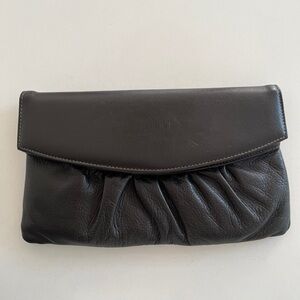 VINTAGE Small Leather Clutch Gathered Front Detail Envelope Style Made Canada